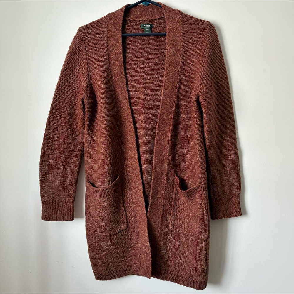 Roots Rust Color Long Open Cotton Cardigan - Picture 8 of 13